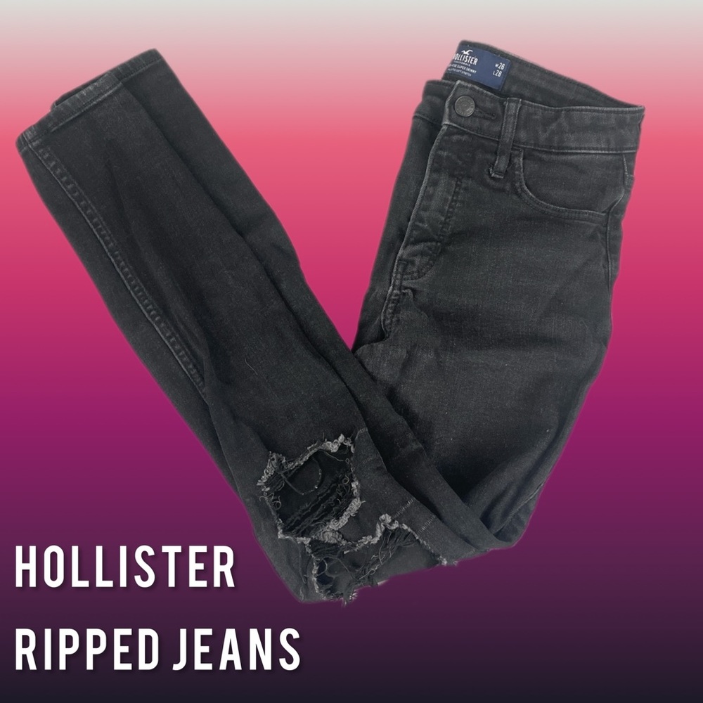 Dixie and Charli Black Hollister Ripped Skinny High-Rise Jeans Women's Size 26